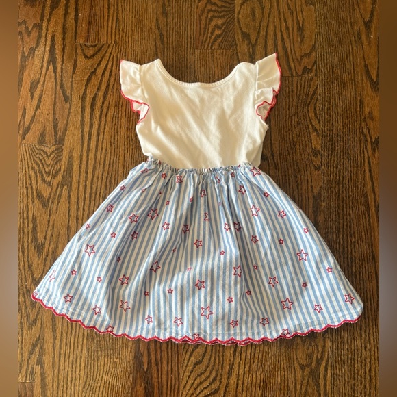 Cat and Jack dress girl Sz. 4T white blue red stars print  4th of July patriotic - Picture 5 of 5